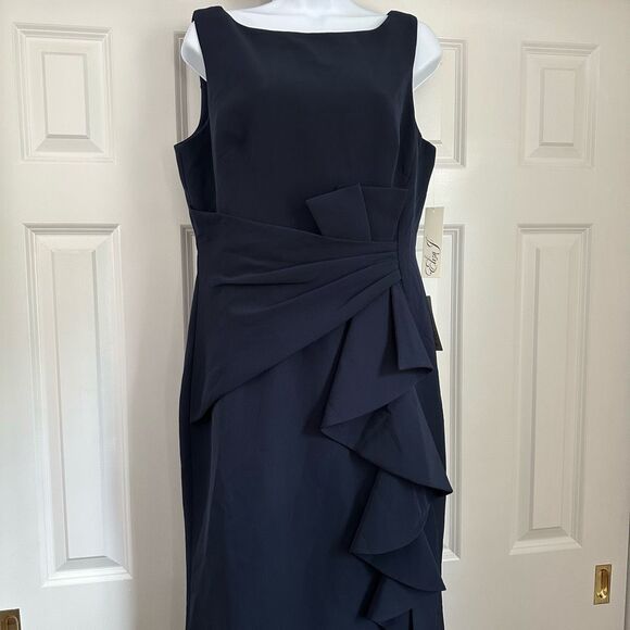 Eliza J Ruffle Front Gown Navy size 12 - Picture 8 of 12